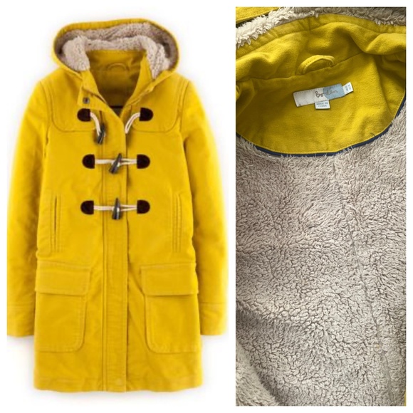 Boden Jackets & Blazers - Boden yellow warm duffle coat pea coat jacket toggles fleece 8